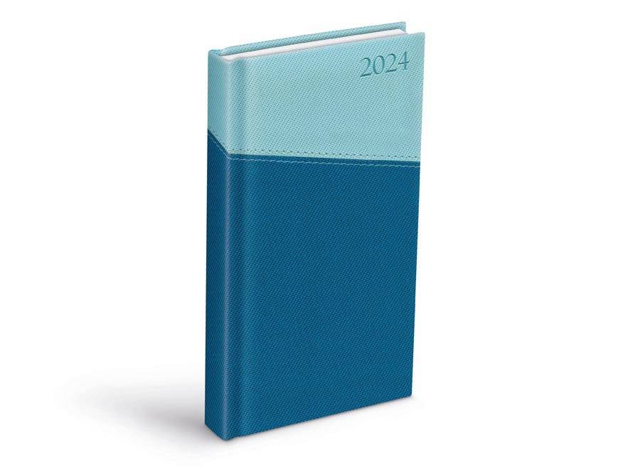 Diář denní D802 PU 90x170mm blue/light blue