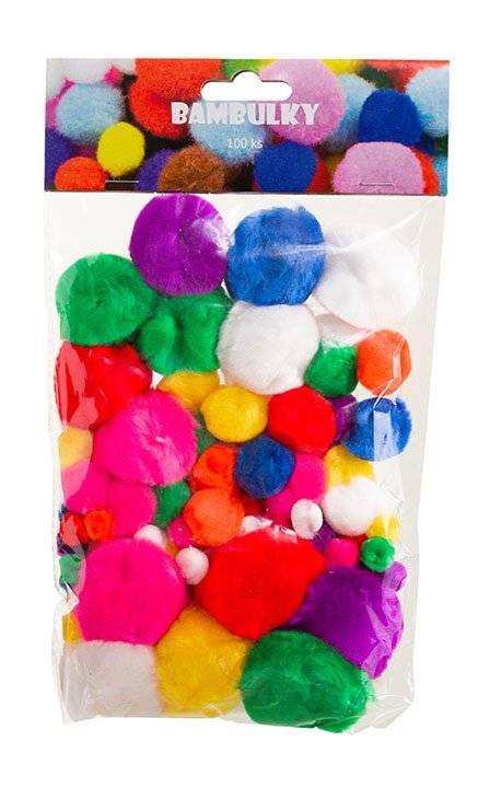 pompoms mix barev a velikostí 100ks