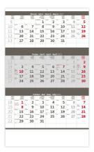 Kalendář tříměsíční šedý