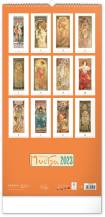 Nástěnný kalendář 33x64cm Alfons Mucha
