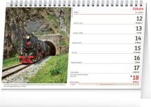 Stolní kalendář 23,1x14,5cm Vlaky a železnice