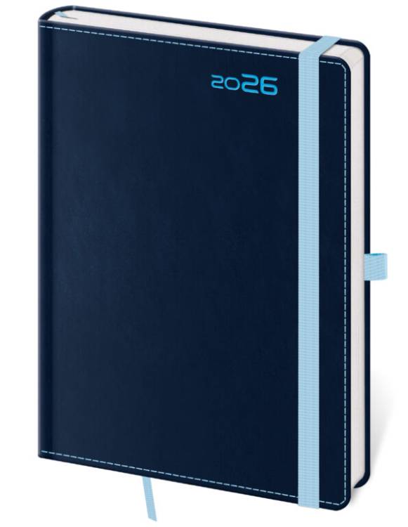 Diář B6 týdenní double blue s poutkem