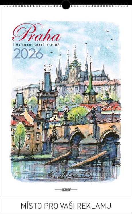 Kalendář A4 Praha akvarel 2026