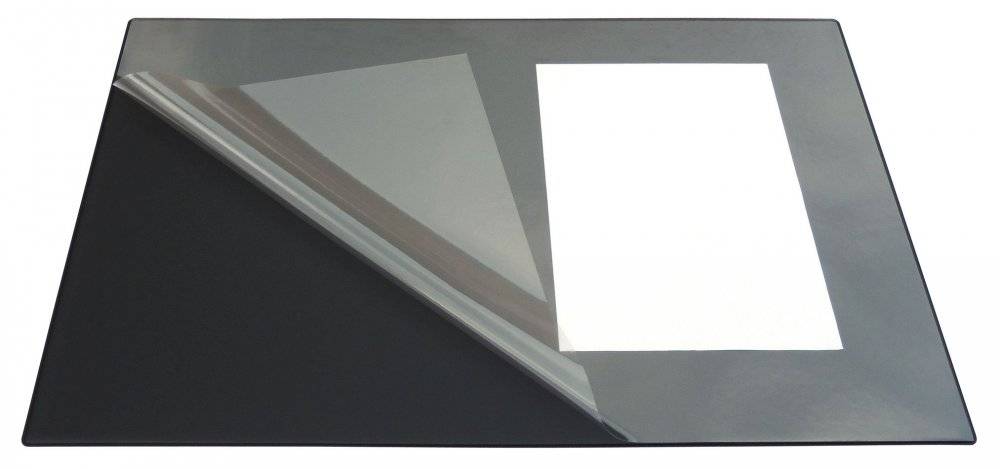 Podložka na stůl psací 67x44cm černá + průhl. přední deska