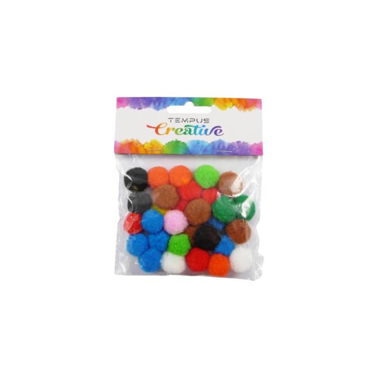 Pom poms 20mm/30ks bar.mix