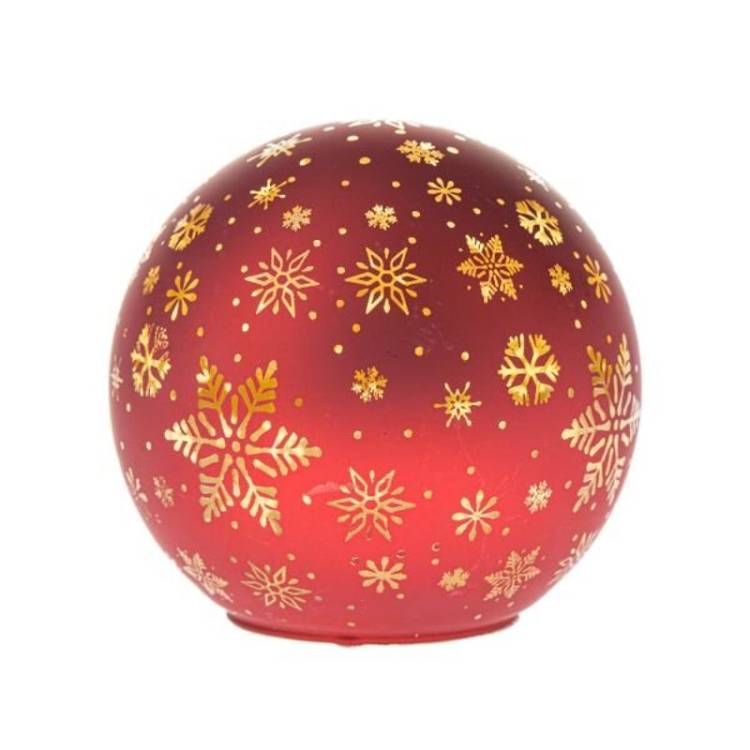 Vánoční dekorace LED světlo Koule červená (sklo)