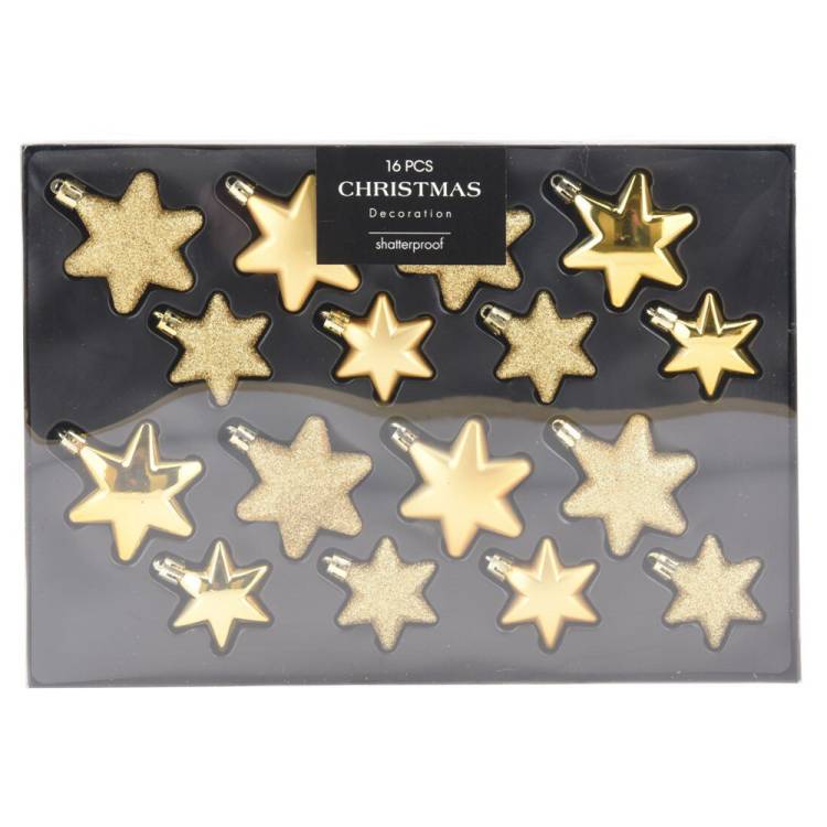 Vánoční ozdoby 60/50mm/16ks Hvězdy zlaté