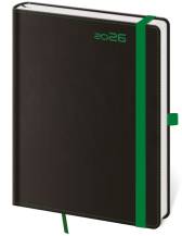Diář A5 denní black/green s poutkem