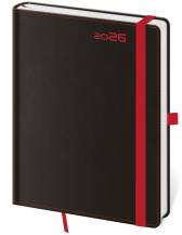 Diář A5 denní Black/red s poutkem