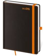Diář A5 týdenní black/orange s poutkem