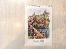 Kalendář A4 Praha akvarel 2025