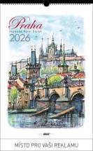 Kalendář A4 Praha akvarel 2026