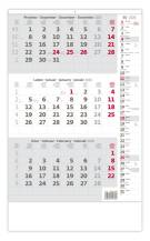 Tříměsíční kalendář šedý s poznámkami