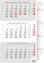 Tříměsíční kalendář šedý s poznámkami